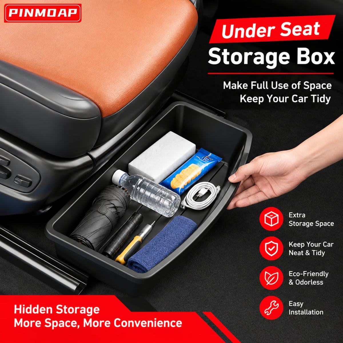 Car Cable Organizer - صينية تخزين أسفل المقعد للسيارة من