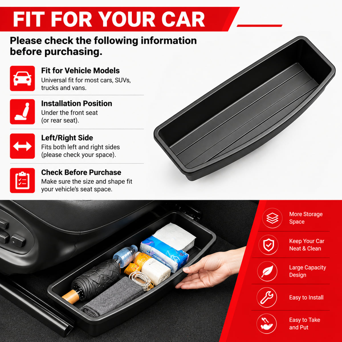 صينية تخزين أسفل المقعد للسيار - مراجعة Car Cable Organizer وسعره